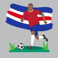 vlak Amerikaans voetbal speler met costa rica vlag achtergrond vector