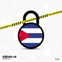 Cuba slot naar beneden slot coronavirus pandemisch bewustzijn sjabloon covid19 slot naar beneden ontwerp vector