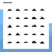 25 bergen icoon reeks solide glyph icoon vector illustratie sjabloon voor web en mobiel ideeën voor bedrijf bedrijf