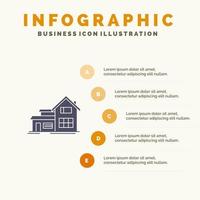 huis huis gebouw appartement solide icoon infographics 5 stappen presentatie achtergrond vector