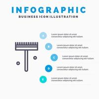 tuin tuinman hark Schep lijn icoon met 5 stappen presentatie infographics achtergrond vector