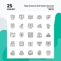 25 gegevens wetenschap en cyber veiligheid icoon reeks 100 bewerkbare eps 10 bestanden bedrijf logo concept ideeën lijn icoon ontwerp vector