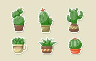 cactus en vetplanten logboek sticker verzameling vector