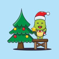 schattig schildpad nemen ster van Kerstmis boom. schattig Kerstmis tekenfilm illustratie. vector