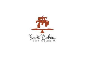 zoet taart bakkerij winkel logo vector icoon illustratie