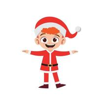 gelukkig schattig weinig jongen vervelend rood Kerstmis kostuum vector illustratie