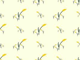 bloem stripfiguur naadloos patroon op gele achtergrond vector