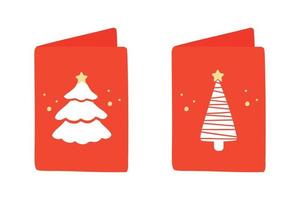 single hand- getrokken nieuw jaar en Kerstmis geschenk kaart met Spar boom. vector illustratie voor groet kaarten, affiches, stickers en seizoensgebonden ontwerp.