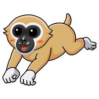 schattig wit overhandigd gibbon aap tekenfilm jumping vector