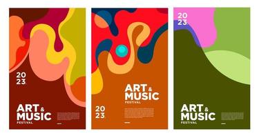 zomer kleurrijk kunst en muziek- festival poster en Hoes sjabloon 2023 vector