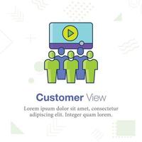 klant visie, gebruiker, mensen, video, vector illustratie icoon