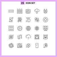 voorraad vector icoon pak van 25 lijn tekens en symbolen voor hotel lift computer uploaden pijl bewerkbare vector ontwerp elementen