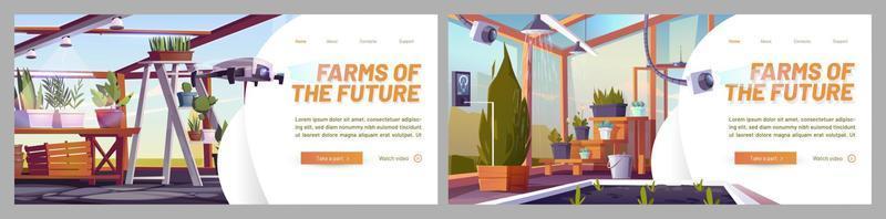 boerderijen van toekomst website met glas kas vector