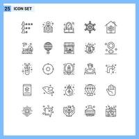 universeel icoon symbolen groep van 25 modern lijnen van eigendom spelen slaapkamer spellen vrienden bewerkbare vector ontwerp elementen