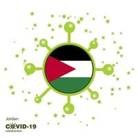Jordanië coronavius vlag bewustzijn achtergrond blijven huis blijven gezond nemen zorg van uw eigen Gezondheid bidden voor land vector