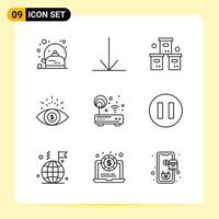 9 creatief pictogrammen voor modern website ontwerp en snel reagerend mobiel apps 9 schets symbolen tekens Aan wit achtergrond 9 icoon pak vector