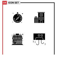 modern reeks van 4 solide glyphs pictogram van camping winkel ziekenhuis medisch lucht bewerkbare vector ontwerp elementen