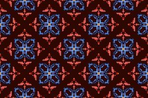 ikat etnisch naadloos patroon decoratie ontwerp. aztec kleding stof tapijt boho mandala's textiel decor behang. tribal inheems motief ornamenten traditioneel borduurwerk vector achtergrond pixel stijl