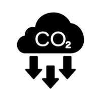 co2 met wolk emissie gas- silhouet icoon. vermindering kas symbool. koolstof dioxide verontreiniging in lucht glyph pictogram. atmosfeer besmetting, klimaat effect icoon. geïsoleerd vector illustratie.