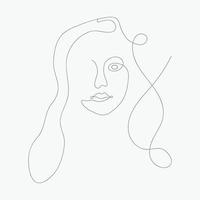 mooi vrouw hand- tekening gezicht lijn kunst tekening, modern een lijn illustratie vector