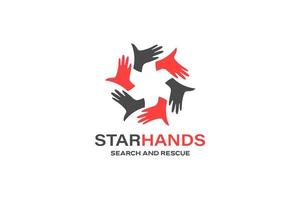 ster handen logo ontwerp sjabloon vector