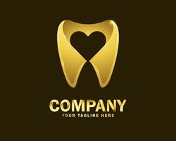 luxe goud tandheelkundig liefde logo ontwerp sjabloon vector