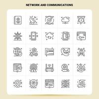 schets 25 netwerk en communicatie icoon reeks vector lijn stijl ontwerp zwart pictogrammen reeks lineair pictogram pak web en mobiel bedrijf ideeën ontwerp vector illustratie