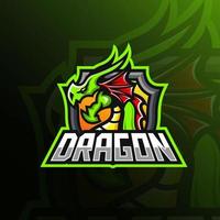 groen draak mascotte esport logo ontwerp vector