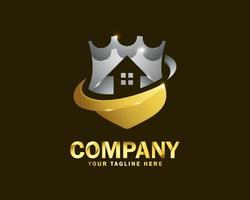 luxe goud kasteel huis logo ontwerp sjabloon vector