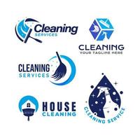 verzameling van huis schoonmaak onderhoud logo ontwerp sjabloon vector