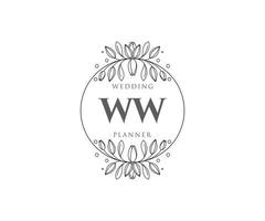 ww initialen brief bruiloft monogram logos verzameling, hand- getrokken modern minimalistisch en bloemen Sjablonen voor uitnodiging kaarten, opslaan de datum, elegant identiteit voor restaurant, boetiek, cafe in vector