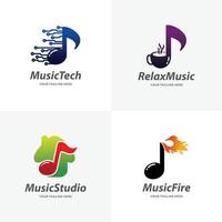 reeks van muziek- Notitie logo ontwerp Sjablonen vector