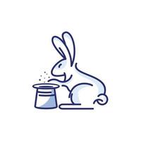 konijn tovenaar met hoed logo ontwerp sjabloon vector