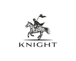 te paard ridder silhouet logo. paard krijger paladin middeleeuws logo ontwerp vector
