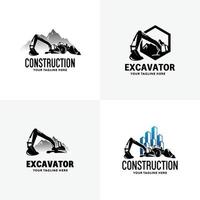 reeks van graafmachine en bulldozer logo ontwerp Sjablonen vector