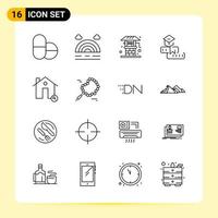 16 creatief pictogrammen voor modern website ontwerp en snel reagerend mobiel apps 16 schets symbolen tekens Aan wit achtergrond 16 icoon pak vector