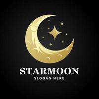 luxe ster en maan logo ontwerp sjabloon vector