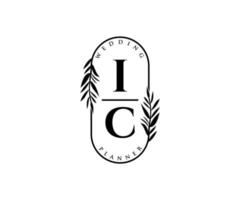 ic initialen brief bruiloft monogram logos verzameling, hand- getrokken modern minimalistisch en bloemen Sjablonen voor uitnodiging kaarten, opslaan de datum, elegant identiteit voor restaurant, boetiek, cafe in vector