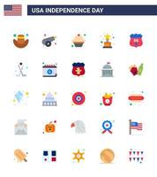 gelukkig onafhankelijkheid dag 25 flats icoon pak voor web en afdrukken Amerikaans Verenigde Staten van Amerika toetje schild trofee bewerkbare Verenigde Staten van Amerika dag vector ontwerp elementen