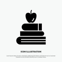 appel boeken onderwijs wetenschap solide glyph icoon vector