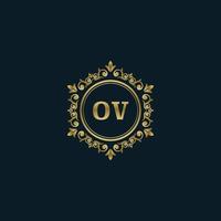 brief ov logo met luxe goud sjabloon. elegantie logo vector sjabloon.