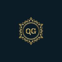 brief qg logo met luxe goud sjabloon. elegantie logo vector sjabloon.