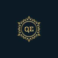 brief qe logo met luxe goud sjabloon. elegantie logo vector sjabloon.