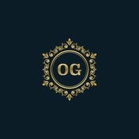 brief og logo met luxe goud sjabloon. elegantie logo vector sjabloon.