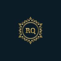 brief rq logo met luxe goud sjabloon. elegantie logo vector sjabloon.