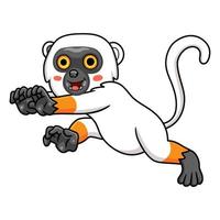 schattig sifaka lemur aap tekenfilm wandelen vector