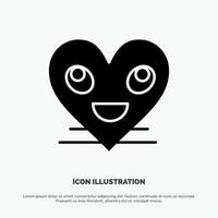 hart emoji's smiley gezicht glimlach solide glyph icoon vector