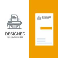 schrijfmachine typen document publiceren grijs logo ontwerp en bedrijf kaart sjabloon vector