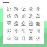 reeks van zomer lijn icoon reeks 25 pictogrammen vector minimalisme stijl ontwerp zwart pictogrammen reeks lineair pictogram pak