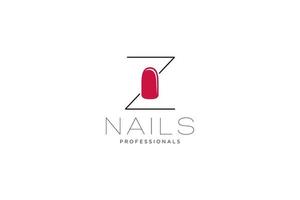 eerste brief z met nagels logo. vector icoon bedrijf teken sjabloon voor schoonheid industrie, nagel salon, manicuren, boetiek, kunstmatig procedures.